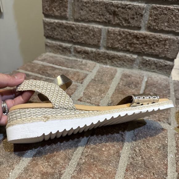 Sesto Meucci Zammy Perforated Wedge Sandal Platino Size 8 - Picture 9 of 16